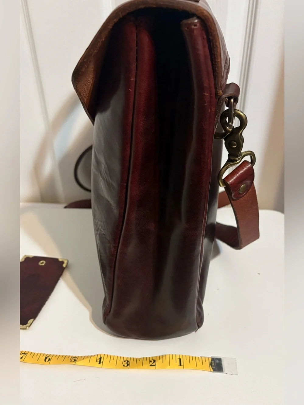 SANDAST LOS ANGELES Oxblood Leather Briefcase/Luxury Messenger Bag, Handmade USA